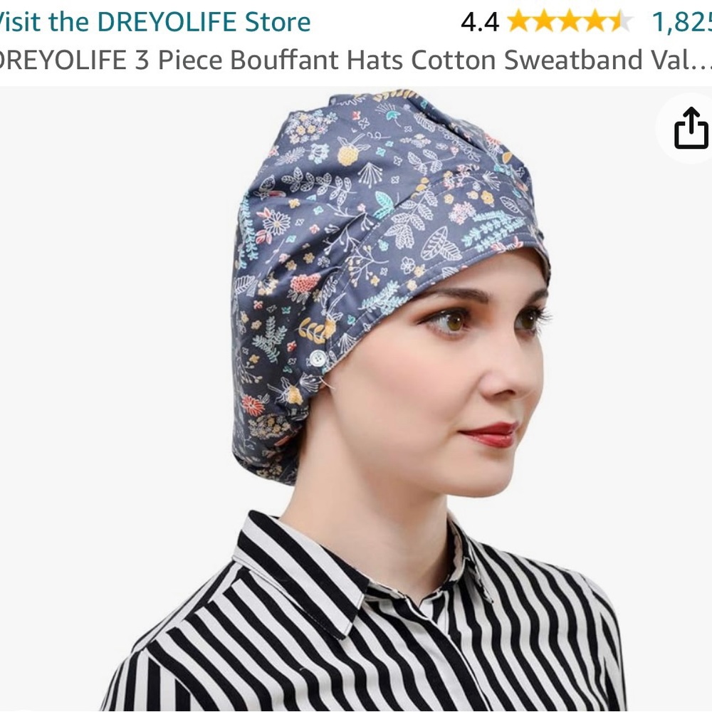 Bouffant scrub hat from Amazon